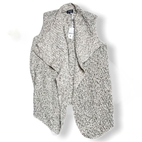 Jones New York Chunky Sweater Knit Waterfall Vest – Cream & Gray – Size M (NWT) - Picture 2 of 9